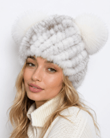 Women’s Knitted Beanie with Double Pom Poms-Har for women-CaldwellVoss