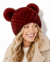Women’s Knitted Beanie with Double Pom Poms-Har for women-CaldwellVoss