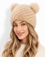 Women’s Knitted Beanie with Double Pom Poms-Har for women-CaldwellVoss
