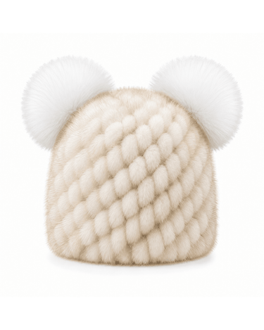 Women’s Knitted Beanie with Double Pom Poms-Har for women-CaldwellVoss