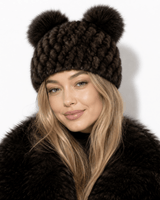 Women’s Knitted Beanie with Double Pom Poms-Har for women-CaldwellVoss