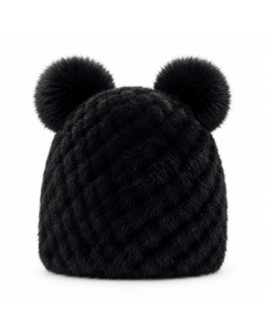 Women’s Knitted Beanie with Double Pom Poms-Har for women-CaldwellVoss