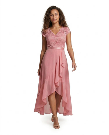 Women’s Lace Bodice High-Low Midi Dress-Midi Dress-CaldwellVoss