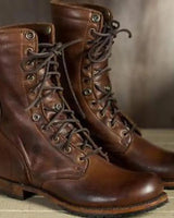Women’s Lace-Up Ankle Boots with Fold-Over Cuff-Footwear for women-CaldwellVoss