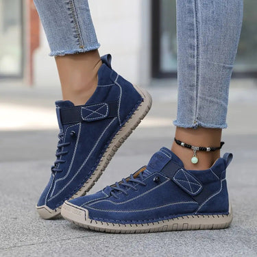 Women’s Lace-Up Low-Top Sneakers with Side Strap-Footwear for women-CaldwellVoss