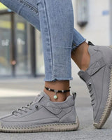 Women’s Lace-Up Low-Top Sneakers with Side Strap-Footwear for women-CaldwellVoss