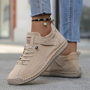 Women’s Lace-Up Low-Top Sneakers with Side Strap-Footwear for women-CaldwellVoss