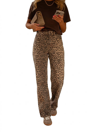 Women’s Leopard Print Wide Leg Trousers-Pants for Women-CaldwellVoss