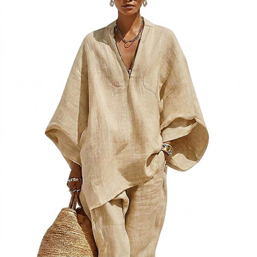 Women's Linen Tunic and Wide Leg Trousers Set-Sets for women-CaldwellVoss