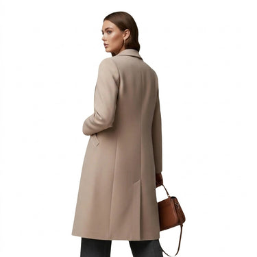 Women’s Long Coat with Notched Lapels and Two Button Closure-Coats for women-CaldwellVoss