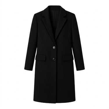 Women’s Long Coat with Notched Lapels and Two Button Closure-Coats for women-CaldwellVoss