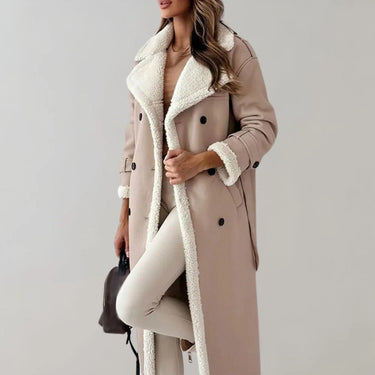 Women’s Long Faux Material Coat with Teddy Lining-Jacket for women-CaldwellVoss