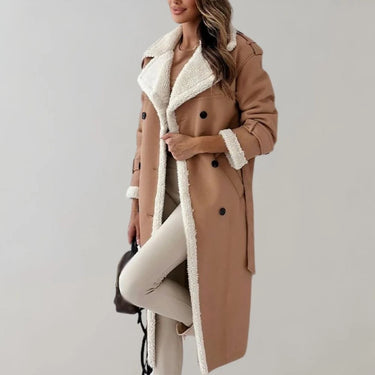Women’s Long Faux Material Coat with Teddy Lining-Jacket for women-CaldwellVoss