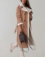 Women’s Long Faux Material Coat with Teddy Lining-Jacket for women-CaldwellVoss