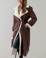 Women’s Long Faux Material Coat with Teddy Lining-Jacket for women-CaldwellVoss