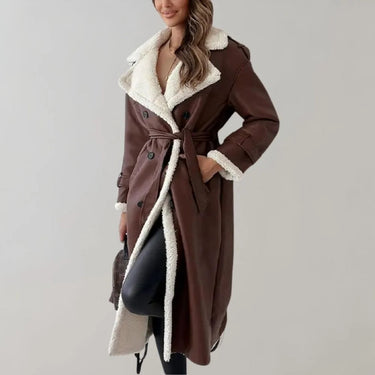 Women’s Long Faux Material Coat with Teddy Lining-Jacket for women-CaldwellVoss