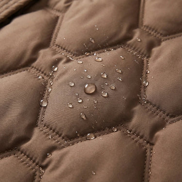 Women’s Long Hooded Puffer Coat with Geometric Quilted Pattern-Coats for women-CaldwellVoss