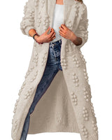 Women’s Long Open-Front Pom-Pom Knit Cardigan-Cardigan for women-CaldwellVoss