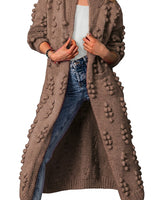 Women’s Long Open-Front Pom-Pom Knit Cardigan-Cardigan for women-CaldwellVoss