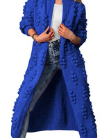 Women’s Long Open-Front Pom-Pom Knit Cardigan-Cardigan for women-CaldwellVoss