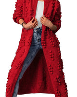 Women’s Long Open-Front Pom-Pom Knit Cardigan-Cardigan for women-CaldwellVoss