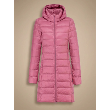 Women’s Long Puffer Jacket with Hood and Zip Closure-Jacket for women-CaldwellVoss