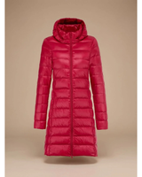 Women’s Long Puffer Jacket with Hood and Zip Closure-Jacket for women-CaldwellVoss