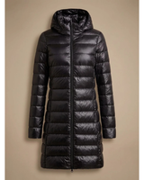 Women’s Long Puffer Jacket with Hood and Zip Closure-Jacket for women-CaldwellVoss