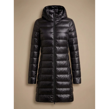 Women’s Long Puffer Jacket with Hood and Zip Closure-Jacket for women-CaldwellVoss