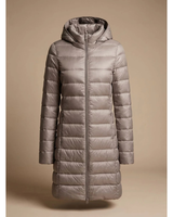 Women’s Long Puffer Jacket with Hood and Zip Closure-Jacket for women-CaldwellVoss