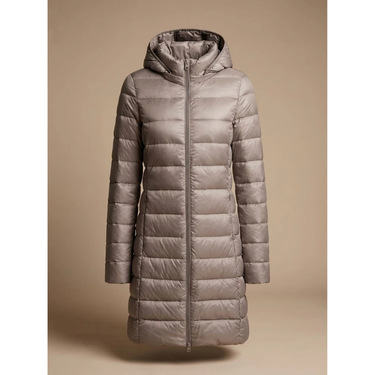 Women’s Long Puffer Jacket with Hood and Zip Closure-Jacket for women-CaldwellVoss