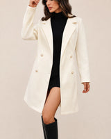 Women’s Long Sleeve Lapel Coat with Button Closure-Jacket for women-CaldwellVoss