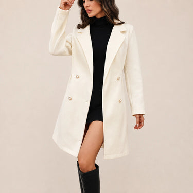 Women’s Long Sleeve Lapel Coat with Button Closure-Jacket for women-CaldwellVoss