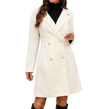 Women’s Long Sleeve Lapel Coat with Button Closure-Jacket for women-CaldwellVoss