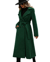 Women’s Long Trench Coat with Belt and Lapel Collar-Coats for women-CaldwellVoss