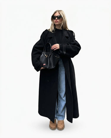Women’s Long Trench Coat with Belted Cuffs-Coats for women-CaldwellVoss