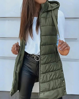 Women’s Longline Puffer Vest with Hood-Vest for women-CaldwellVoss