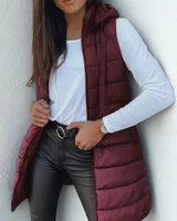 Women’s Longline Puffer Vest with Hood-Vest for women-CaldwellVoss