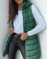 Women’s Longline Puffer Vest with Hood-Vest for women-CaldwellVoss