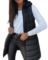 Women’s Longline Puffer Vest with Hood-Vest for women-CaldwellVoss