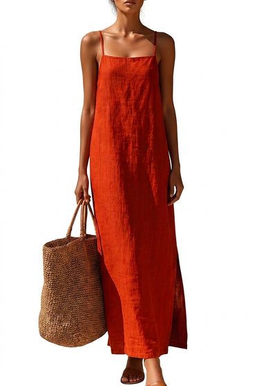 Women’s Maxi Dress with Spaghetti Straps and Side Slit-Maxi Dress-CaldwellVoss