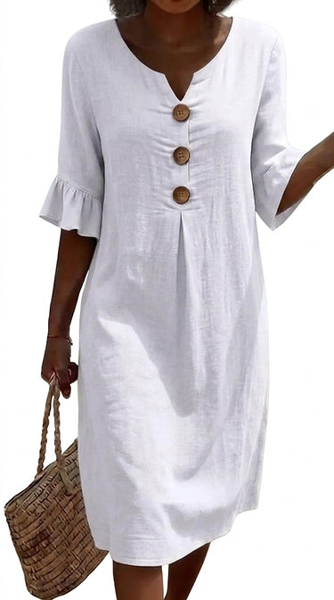 Women’s Midi Shirt Dress with Buttons-Midi Dress-CaldwellVoss
