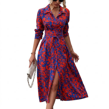 Women’s Midi Shirt Dress with Waist Tie-Maxi Dress-CaldwellVoss