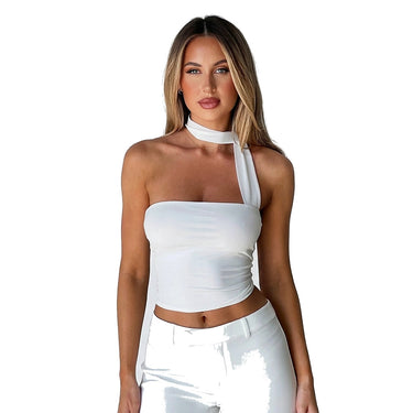 Women's One-Shoulder Top with Neckband Detail-Tops for women-CaldwellVoss
