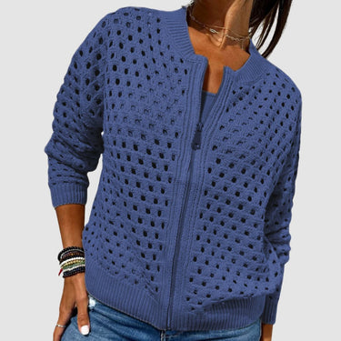 Women’s Open Knit Zip-Up Cardigan-Cardigan for women-CaldwellVoss
