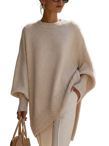 Women’s Oversized Knit Sweater with Batwing Sleeves-Sweaters for Women-CaldwellVoss