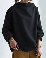 Women’s Oversized Sweatshirt with Mock Neck-sweater for Women-CaldwellVoss