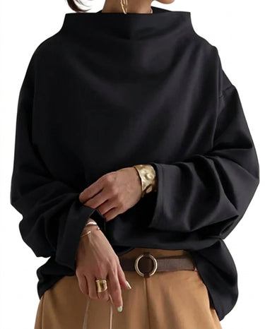 Women’s Oversized Sweatshirt with Mock Neck-sweater for Women-CaldwellVoss