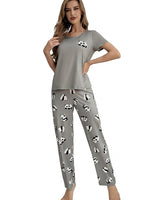 Women’s Panda Print Short Sleeve Pajama Set-Pyjama-CaldwellVoss