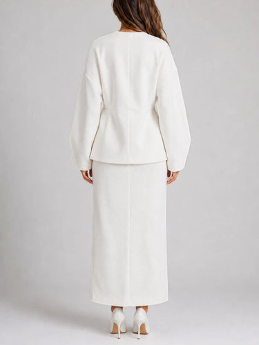 Women’s Peplum Blazer and Maxi Skirt Matching Set-Sets for women-CaldwellVoss